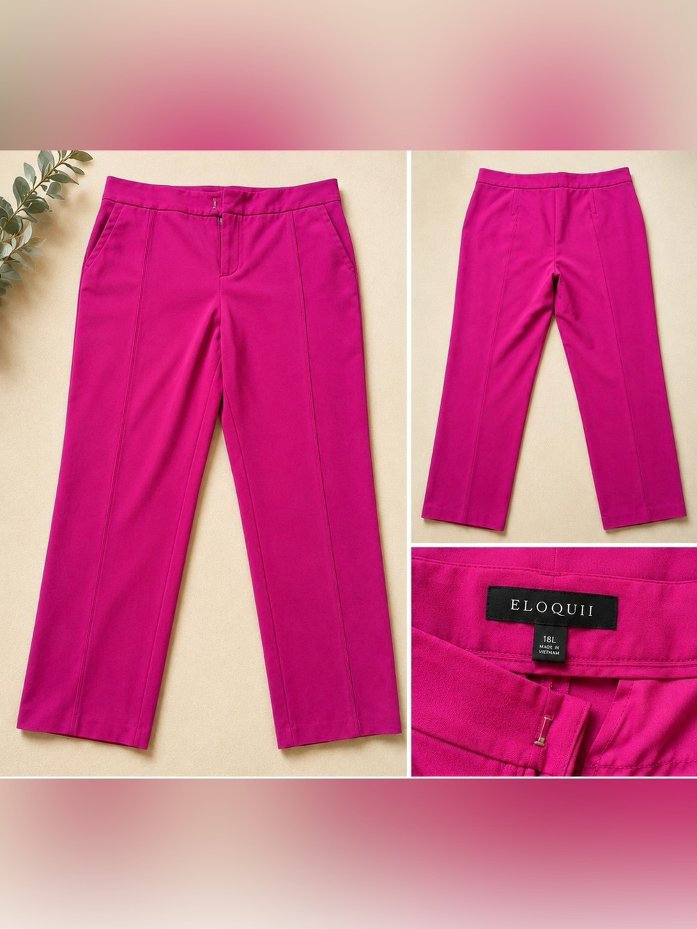Eloquii Bright Fuchsia Straight-Leg Trousers